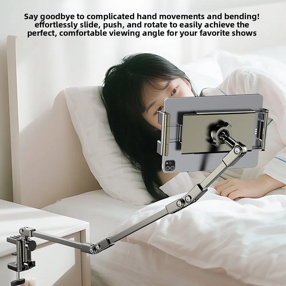 Adjustable Tablet Stand 360-degree Rotation 3 Sections Arms Bedside Phone Holder Portable Foldable Lazy Bracket