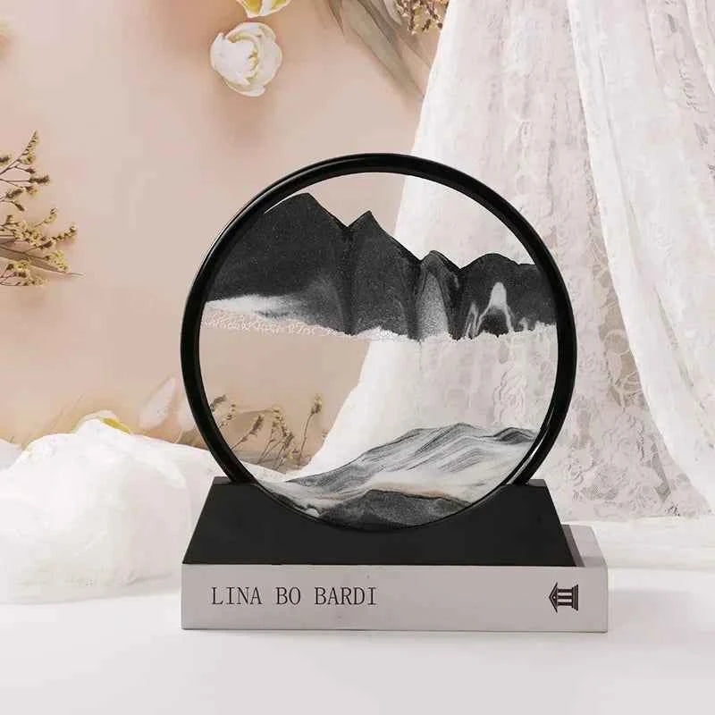 Sandscape Moving Sand Art Frame Quicksand 3D Dynamic Liquid Hourglass Kinetic Sand Painting Flowing Sand Office Home Decor Gifts