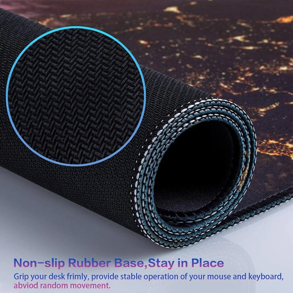 White Gaming Mouse Pad Topography Contour Large Mouse Pad Laptop Deskmat Keyboard Mat Stitched Edge Non-Slip Rubber Big Desk Pad