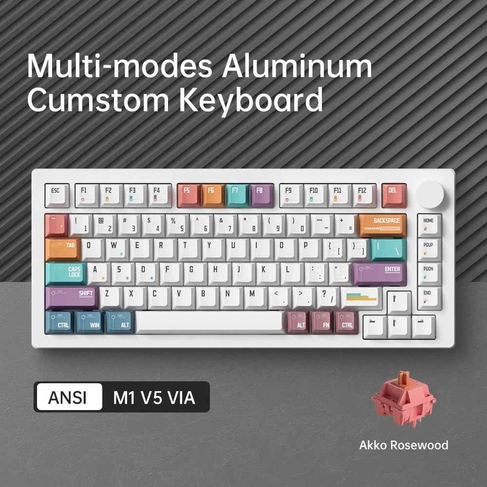 Akko MonsGeek M1 V5 Three-mode Mechanical Keyboard/Barebone Kit VIA 75% 3/5 Pin Customized Hot Swap RGB Rapid Disassemble Gasket