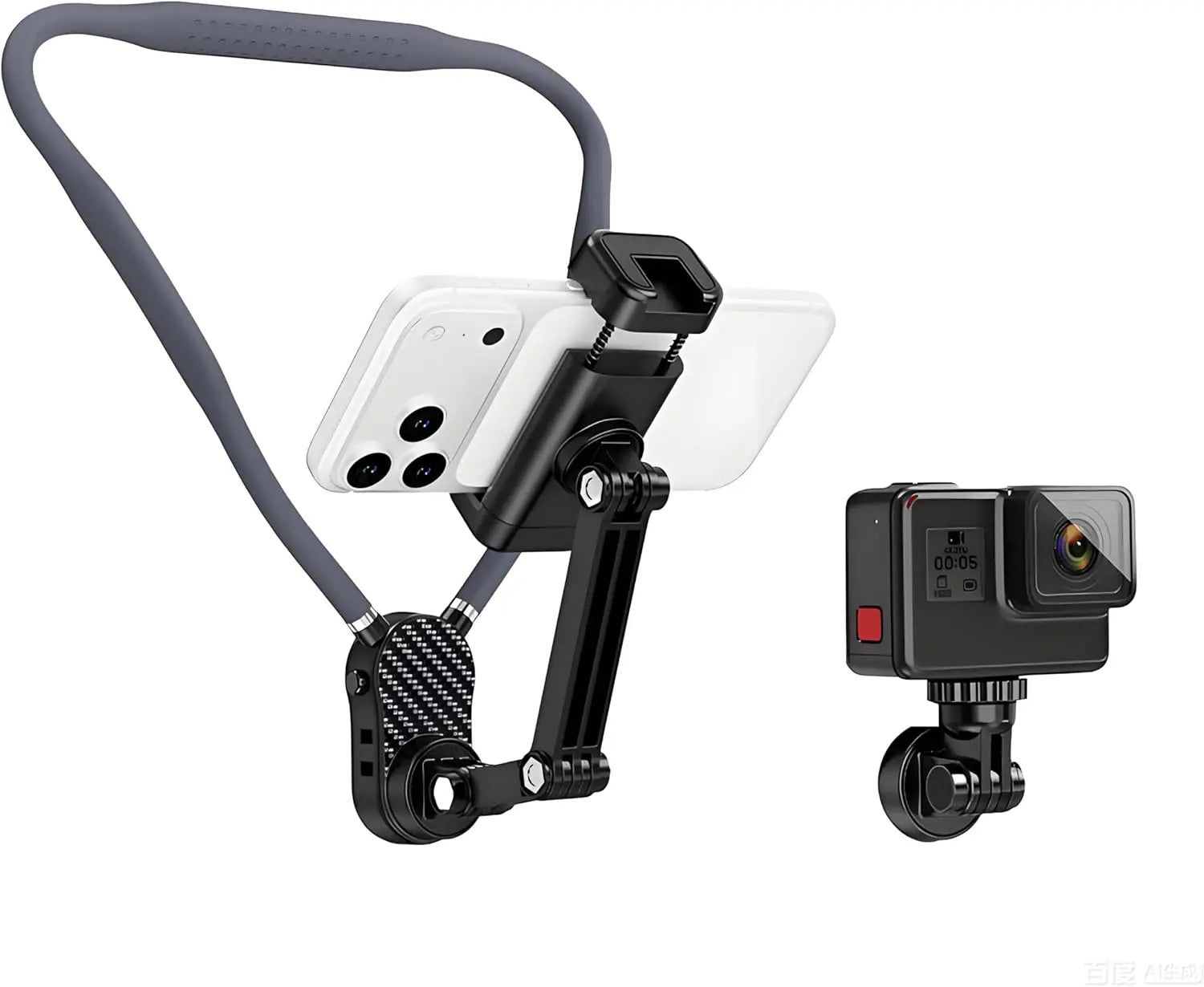 Magnetic Neck Phone Holder, POV/Vlog Recording Selfie Hand Free Neck Mount, Cooking/Riding Video Fliming, Anti-Shake Chest Strap