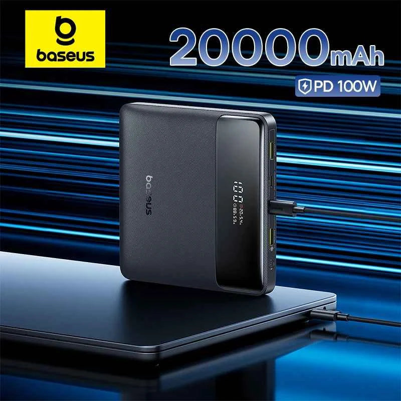 Baseus 100W Power Bank 20000mAh Capacity PD Fast Charging Battery Charger Powerbank For Laptops MacBook iPhone Samsung Xiaomi