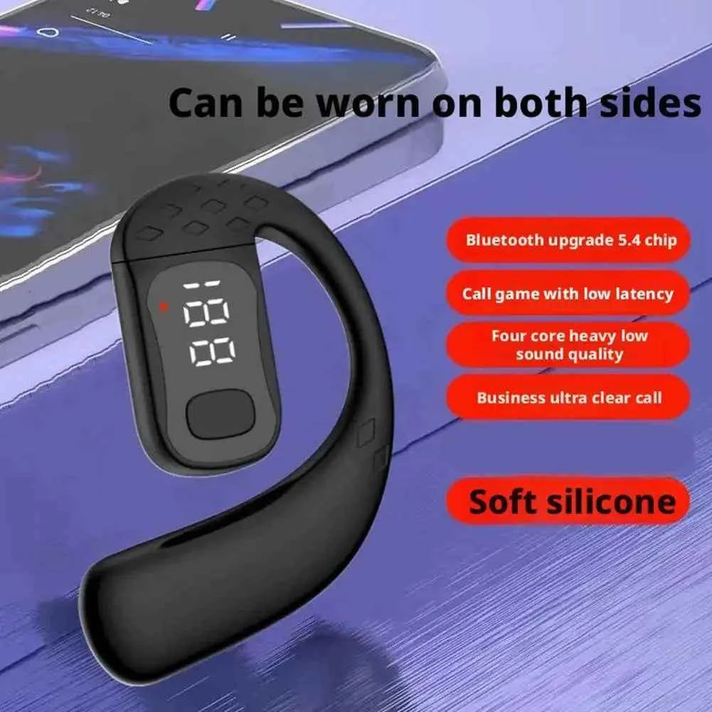 Wireless Bluetooth 5.4 Earphone Long Standby Ear Hook,Business HD Calling Mic Surround Sound Waterproof Earbud Outdoor