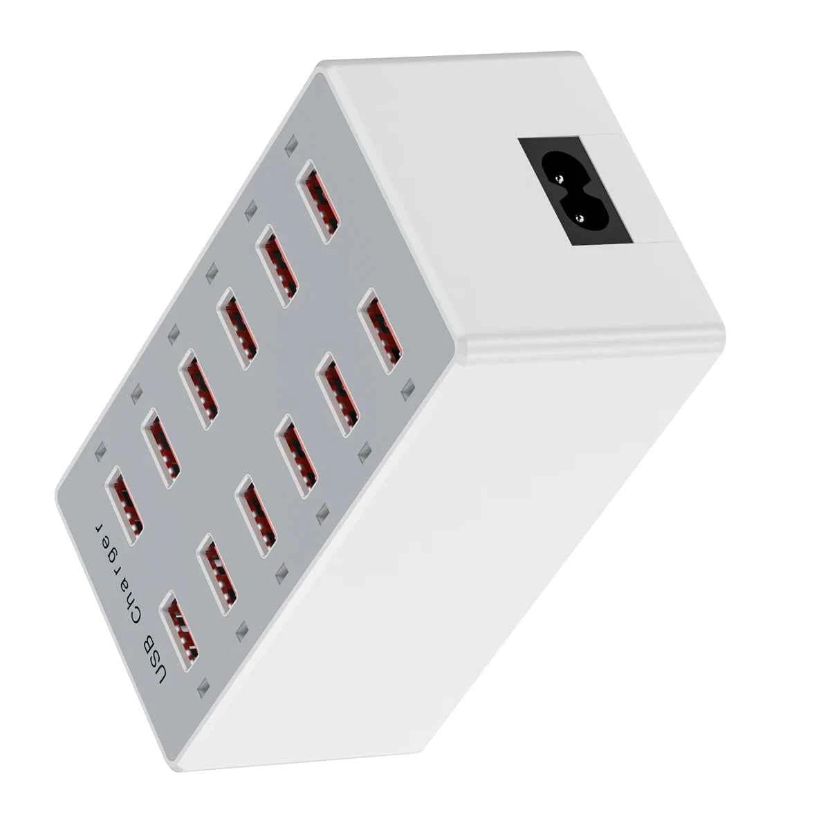 12-Port 60W Desktop USB Charger Smart Fast Charging Station US Wall Plug for Phones & Tablets