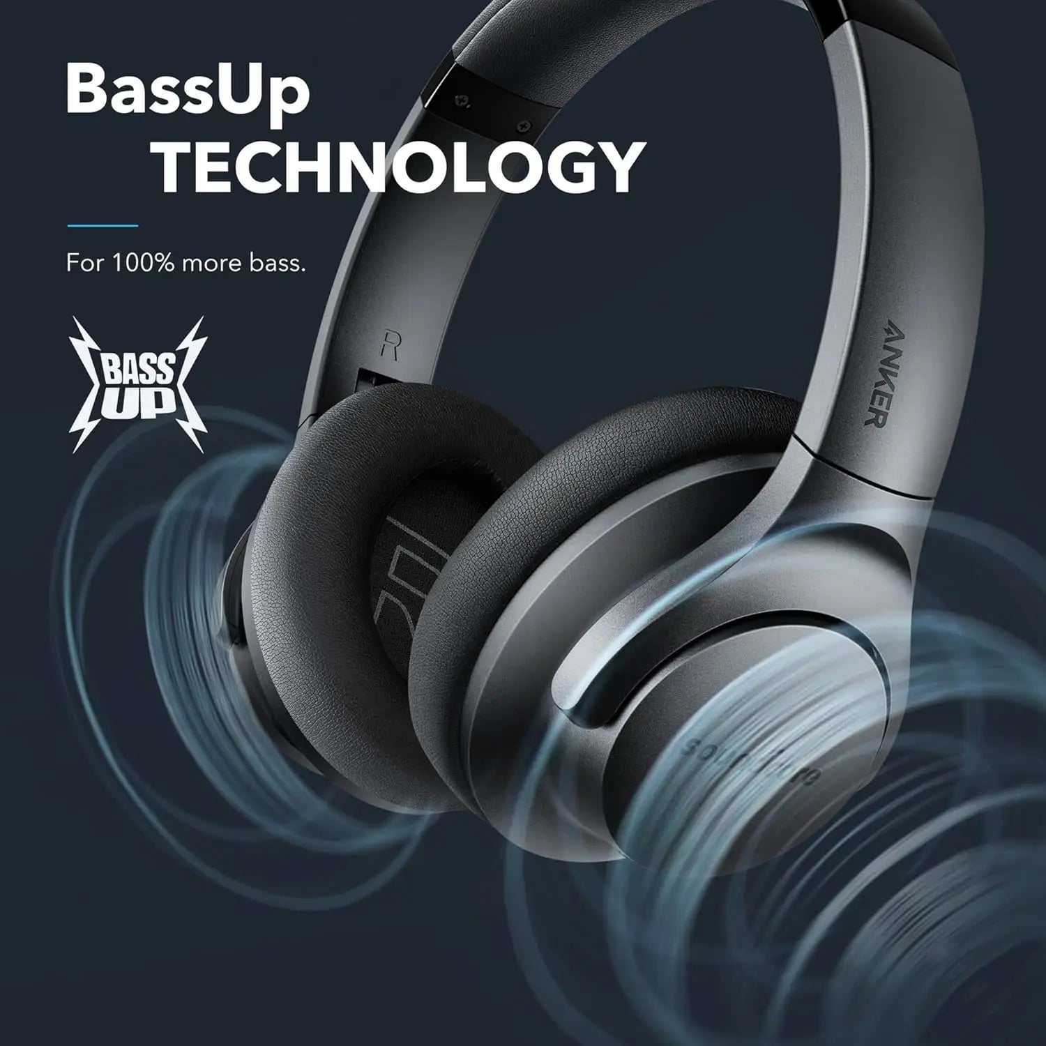 Hybrid Active Noise Cancelling Headphones, 60H Playtime, Hi-Res Audio, Deep Bass, Wireless Over Ear, USB-C