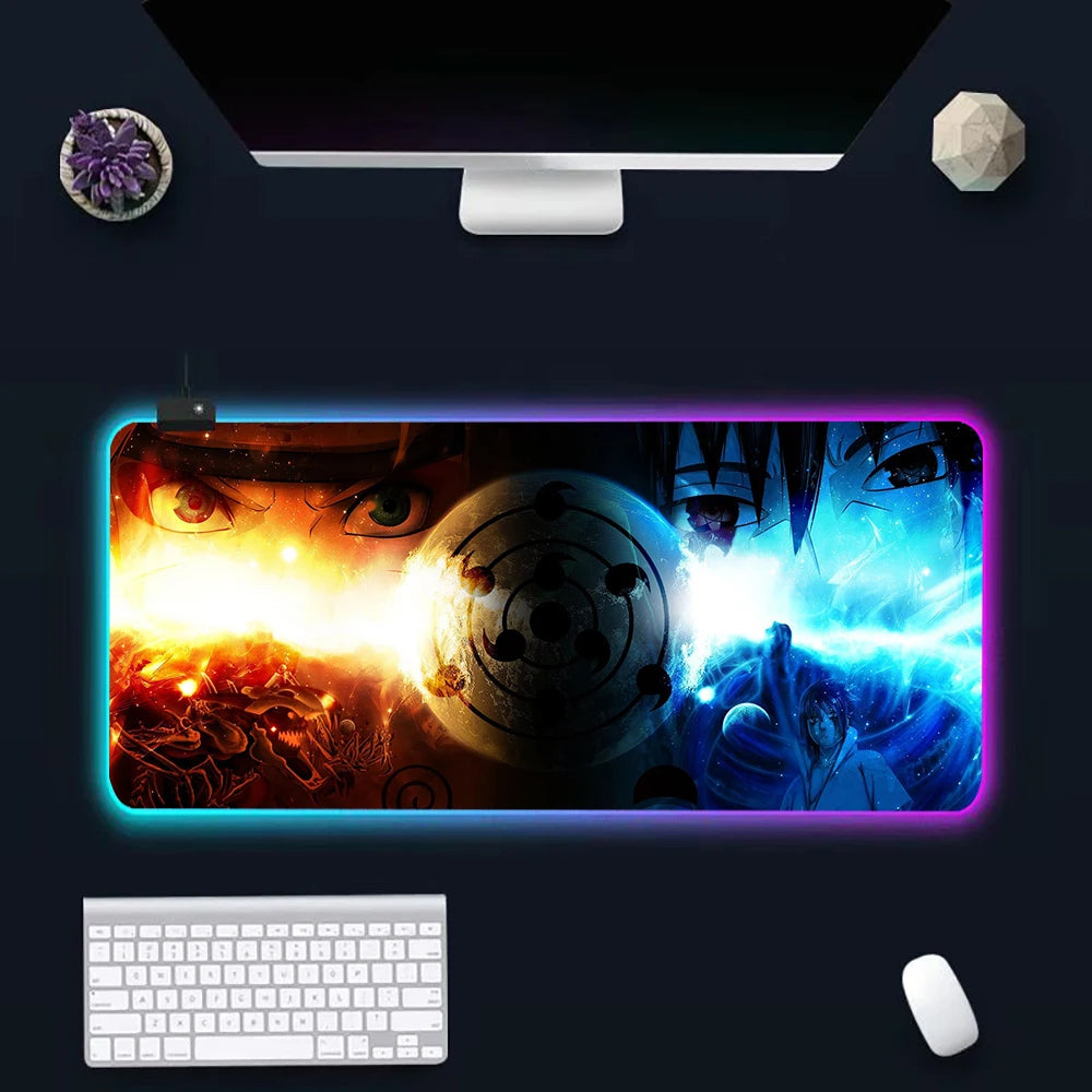 Anime N-narutos RGB Pc Gamer Keyboard Mouse Pad Mousepad LED Glowing Mouse Mats Rubber Gaming Computer Mausepad - WinSupport Tech
