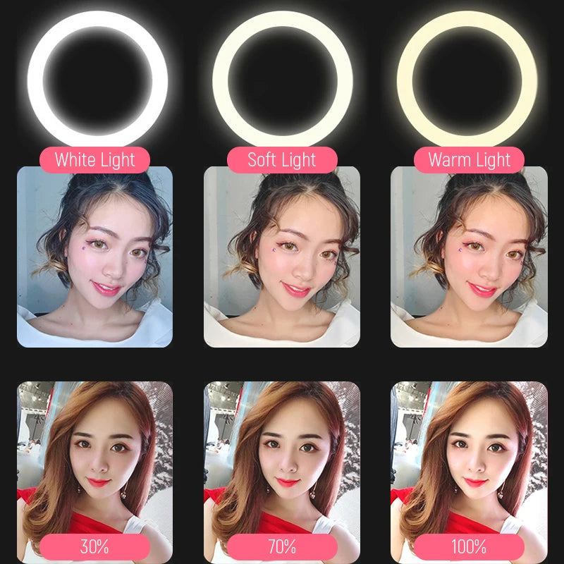 10 13 Inch Ring Light Dimmable Selfie Lamp Pptional Tripod Photographic Lighting Studio Video Lights For Live Make Up Youtube