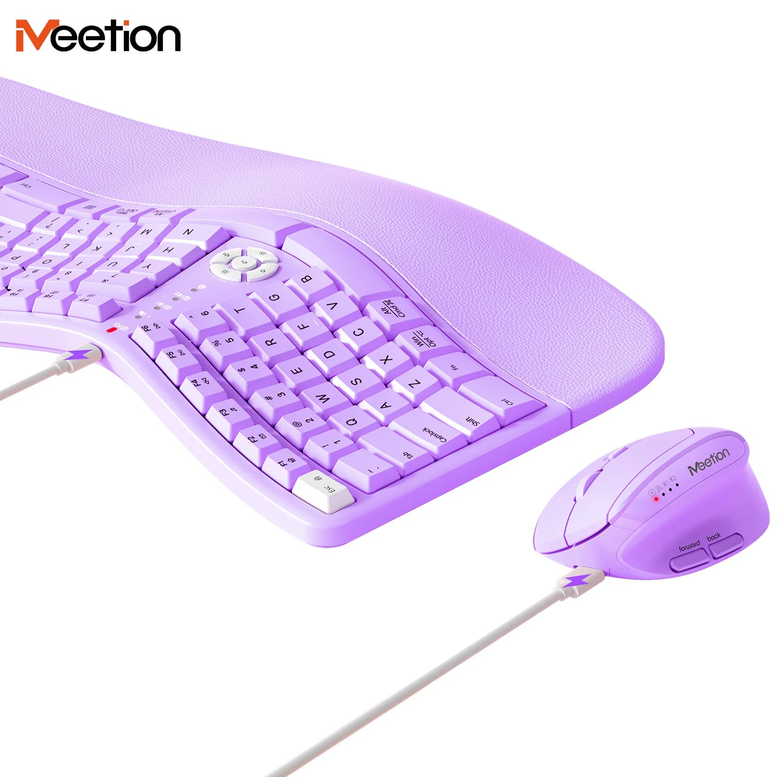 Premium Ergonomic Dual Mode Keyboard Mouse Combo | 2.4G+Bluetooth Rechargeable | Wrist Rest & Multimedia Keys | 3 Colors