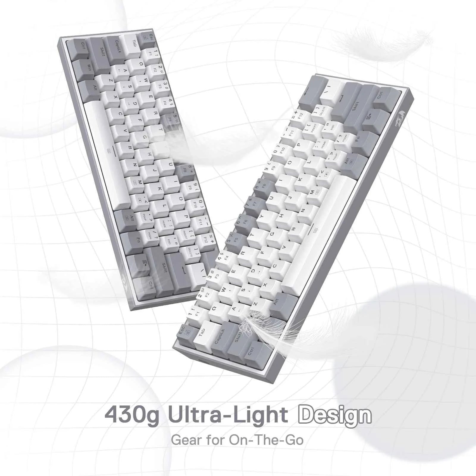 Redragon K617 Fizz 60% Wired RGB Gaming Keyboard, 61 Keys Hot-Swap Compact Mechanical Keyboard Red Switch