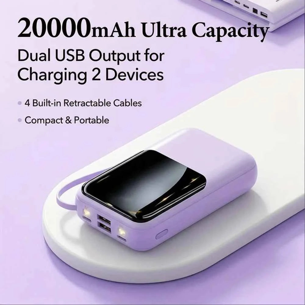 Slim Lightweight 20000mAh Fast Charging Power Bank, LED Digital Display Compact External Phone Charger, Multi-device Travel Backup Power, Thoughtful Present for Birthdays & Business Trips