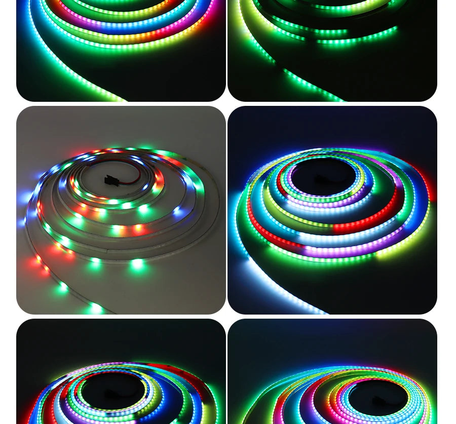 5V New 3mm Super Thin Addressable COB LED Strip RGBIC Individual Pixel Control 240LEDs WS2812B Dream Color USB Powered LED Tape