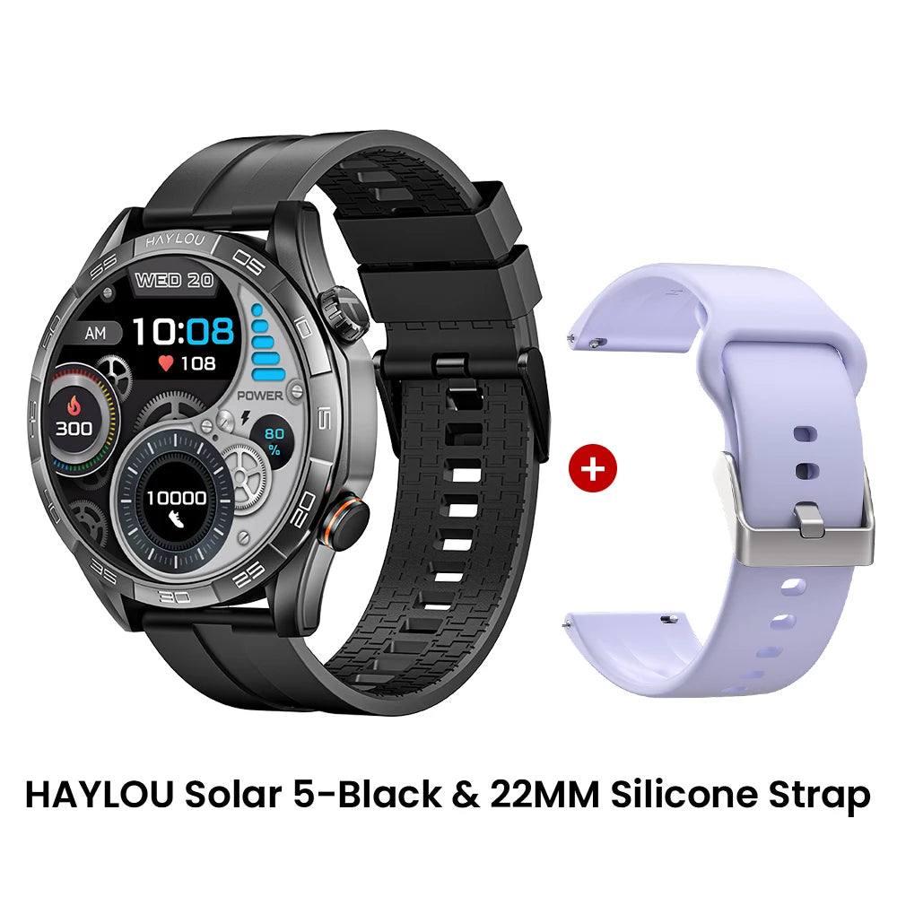 HAYLOU Solar 5 Smartwatch 1.58'' AMOLED Display 60Hz Refresh Rate 24H Health Monitoring Voice Calling 100+ Sports Modes Black/Silver