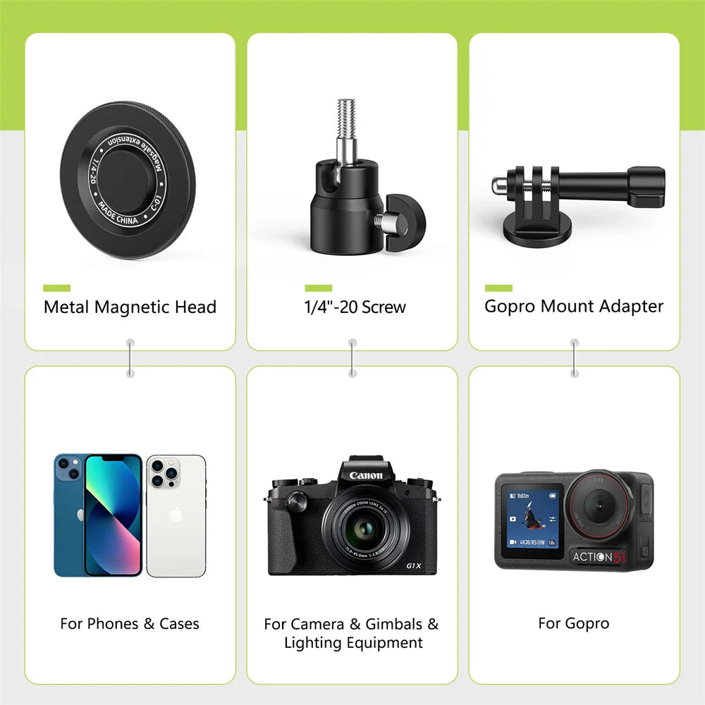 Golf BallHead Mobile Phone Magnetic Stand Outdoor Swing Fishing Insertion Photography Selfie Stick Hand Tools for Magsafe iPhone
