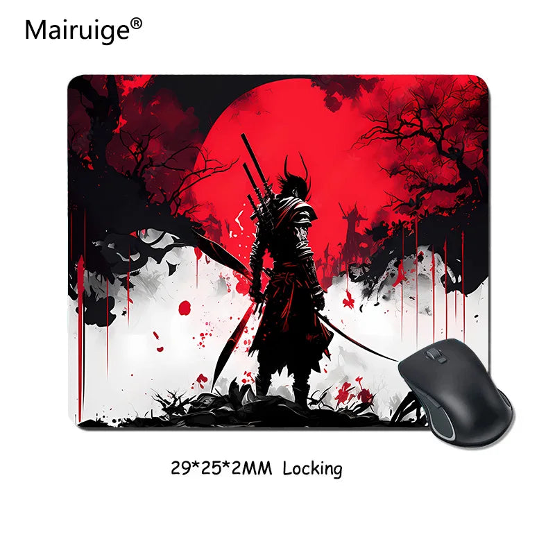 Samurai Warrior Mouse Pad Gamer Computer Accessories Keyboard Table Mat Black Mousepad Company Gaming Laptop Desk Accessory Pc - WinSupport Tech