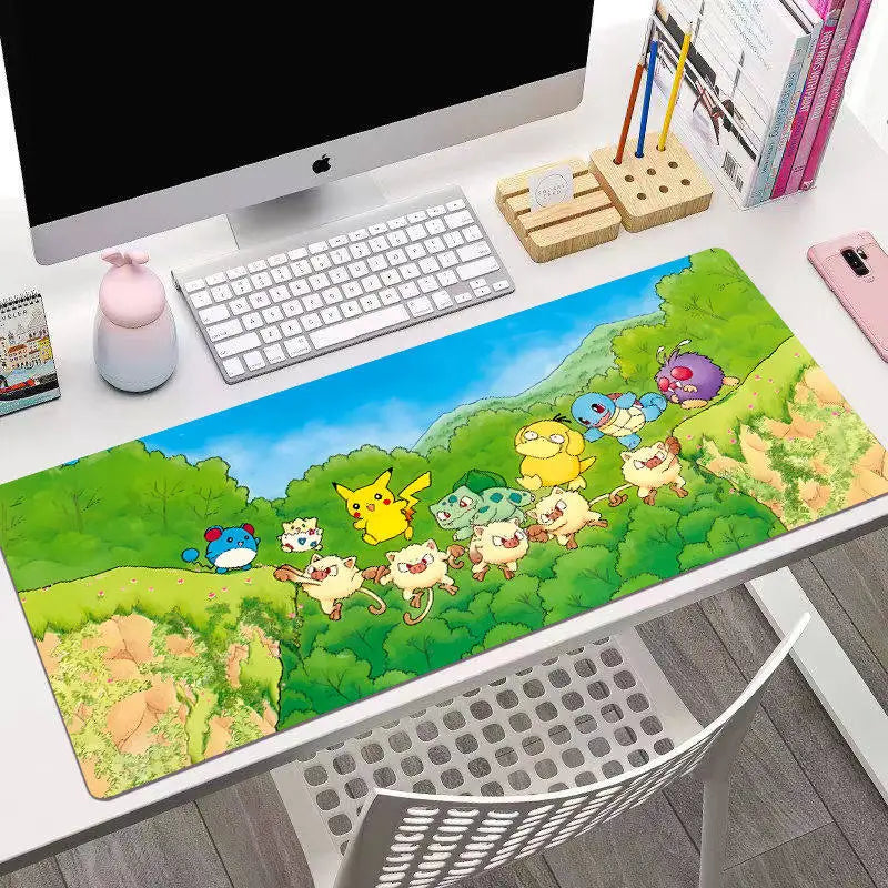 Animated Pokémon Pikachu High Definition Printed Leather Mouse Pad Pokémon Game Oversize Gaming Keyboard Desktop Pad Writing Pad