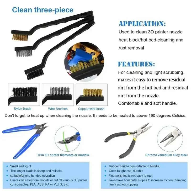 42 Pieces 3D Print Tool Kit Includes Debur Cleaning Removal Tools with Storage Bag 3D Printer Too l Sets for Laptop PC Cleaning