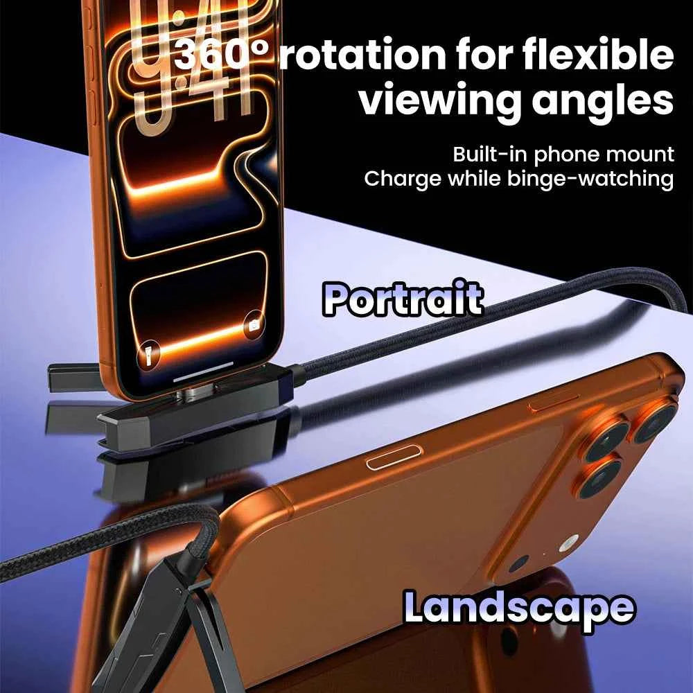 27W Lightning Fast Charging Cable PD Type-C to IOS Data Wire With Foldable Stand For iPhone 14 13 12 11 Lightning Charging Line