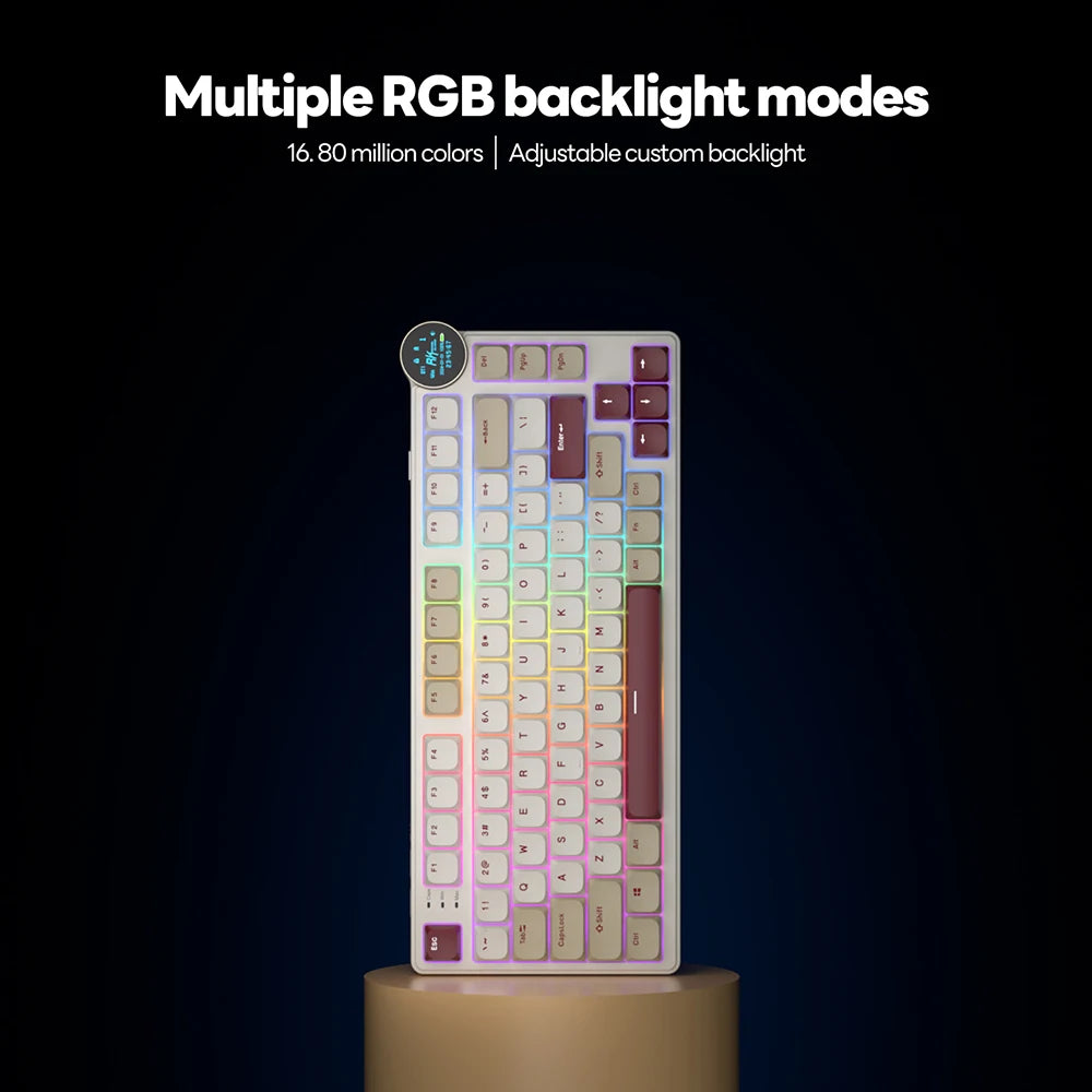 RK N80 Royal Kludge Gamer Keyboard 2.4G Wireless/Bluetooth/USB-C With 80% RGB Backlit Mechanical Keyboard Low Profile TFT Screen