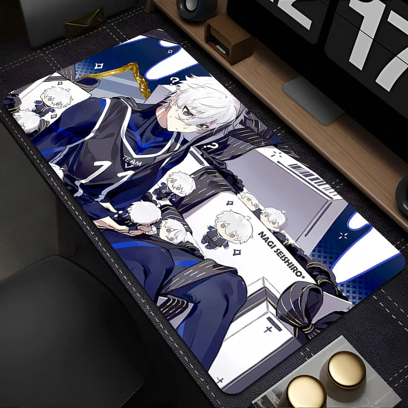 Mouse Pad Japan Anime Blue Lock Nagi Seishiro Mousepad PC Gamer Keyboard Rug Black And White Laptop Gaming Accessories Desk Mat
