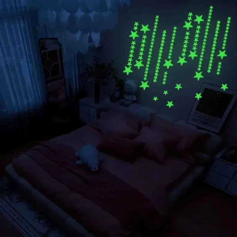 Luminous Wall Stickers for Kids Rooms Dots Stars Ceiling Wall Decals Glowing Stickers Wall Decals Glow In The Dark Home Decor