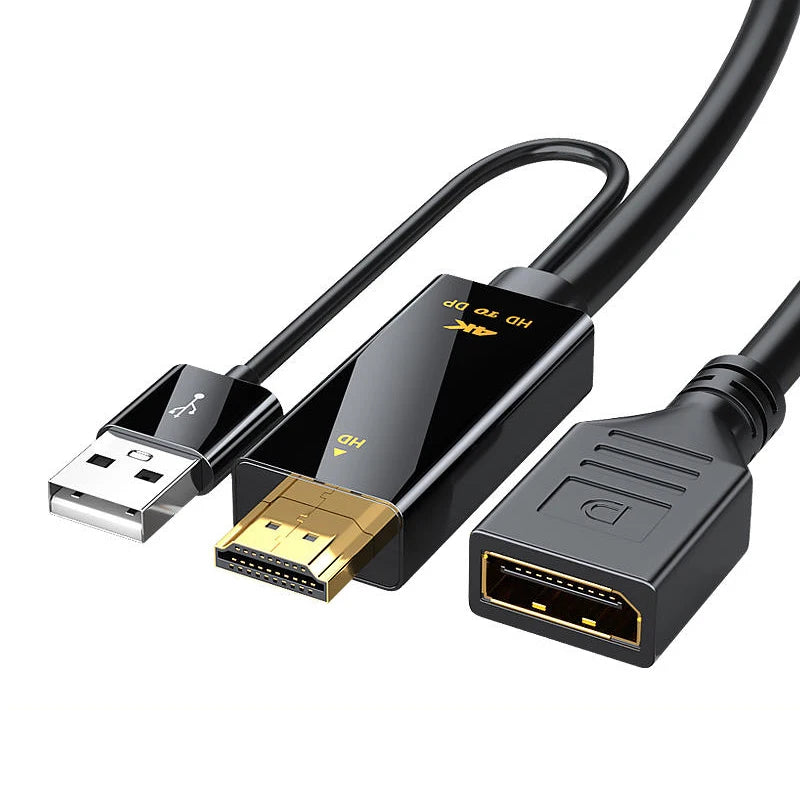 4K@60Hz HDMI-compatible Male to DisplayPort Female Adapter with USB Power, Unidirectional Converter for Gaming Monitor PC PS5