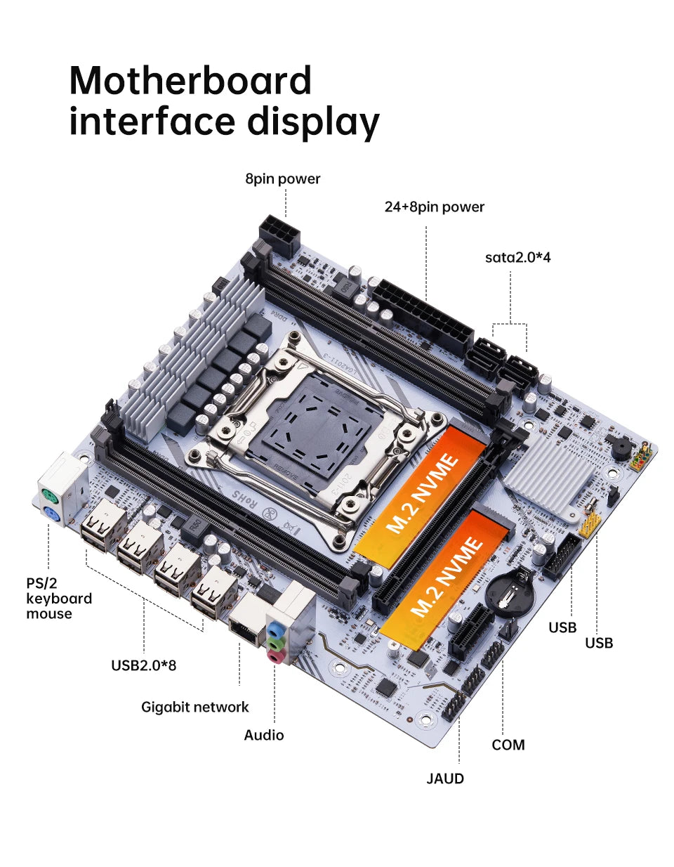 QIYIDA X99 Motherboard Set Kit Xeon LGA2011-3 E5 2650 V4 2pcs*8gb=16GB DDR4 RAM USB PCI 3.0 NVME M.2 SATA M-ATX
