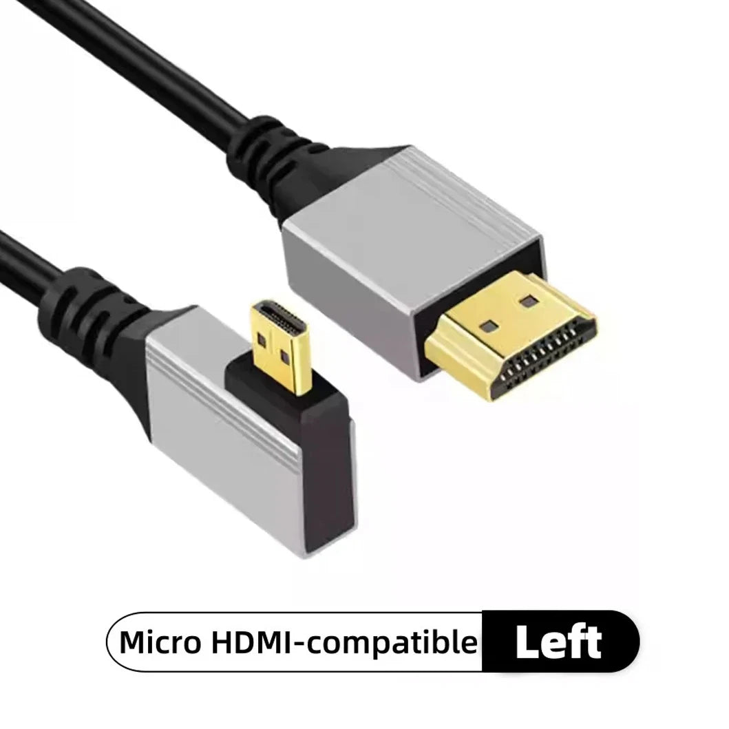 8K 90 Degree Mini HDMI-compatible, Micro HDMI-compatible to HDMI-compatible Adapter Cable for Laptop Camera Camcorder Monitor