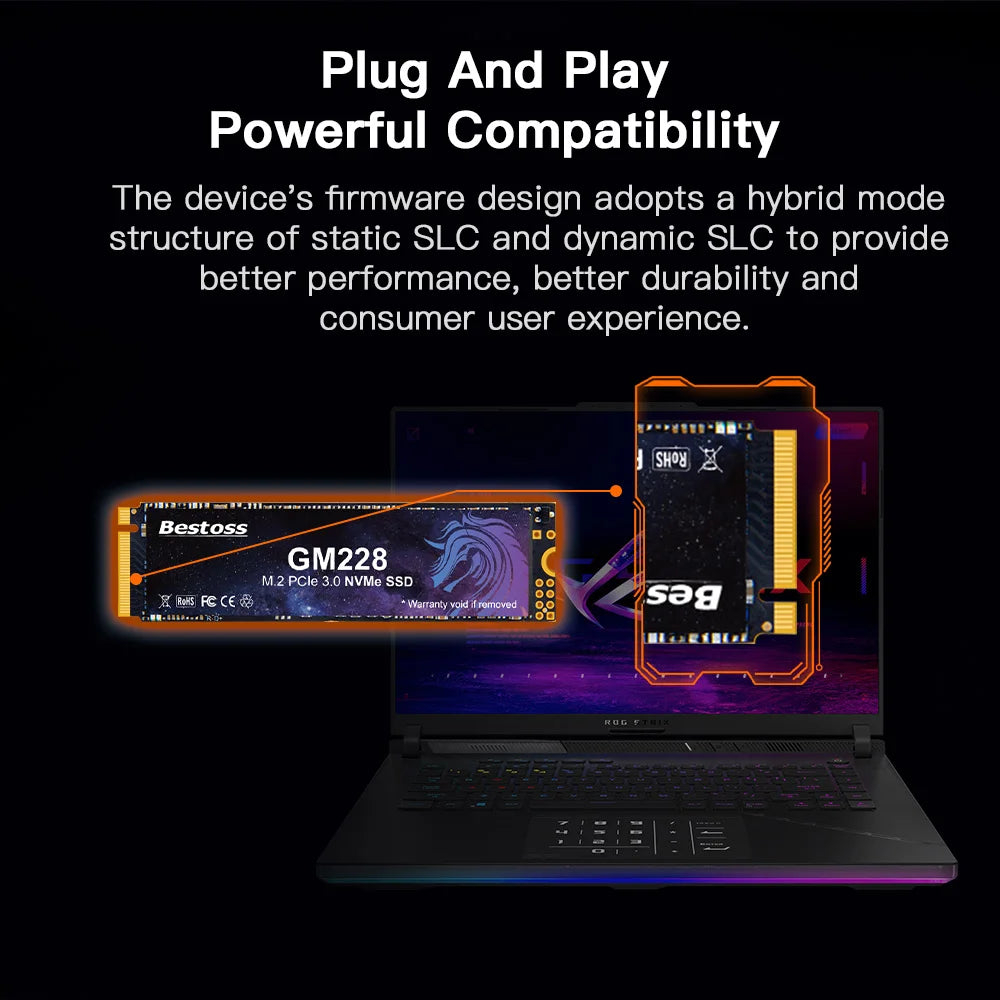 Bestoss PCIe 3.0 NVMe M.2 2280 SSD 512GB 1TB 2TB High-Performance Gaming Computer Solid State Drives for Desktop and Laptop PC - WinSupport Tech