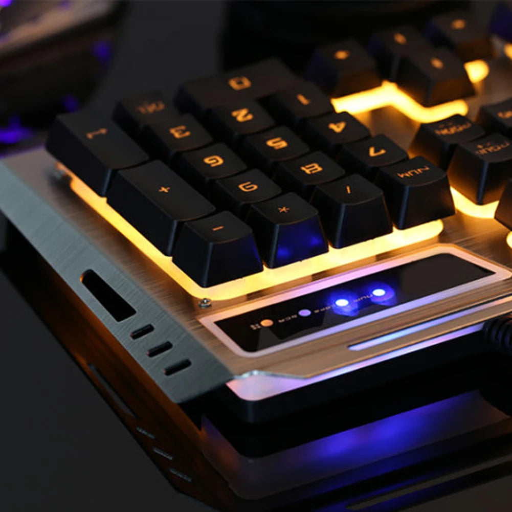 Mechanical Keyboard Gaming Keyboard Wired Game Mouse USB Gamer Keyboard RGB Light Backlit for Computer PC Laptop and Mouse Set