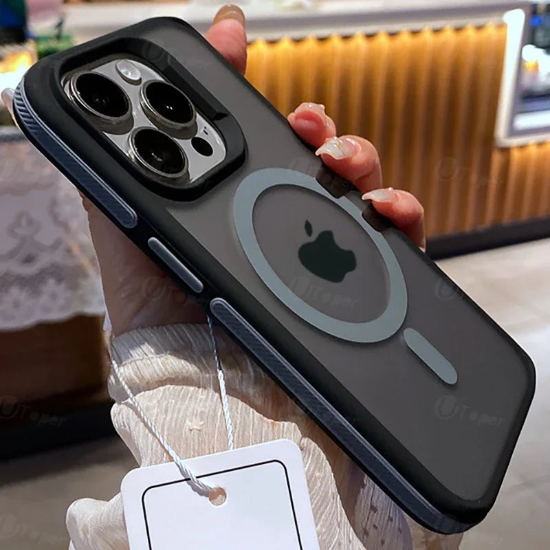 New Bicolor Matte Frosted Magnetic Phone Case For iPhone 17 16 15 14 Plus Pro Max Translucent Shockproof Hard Cover