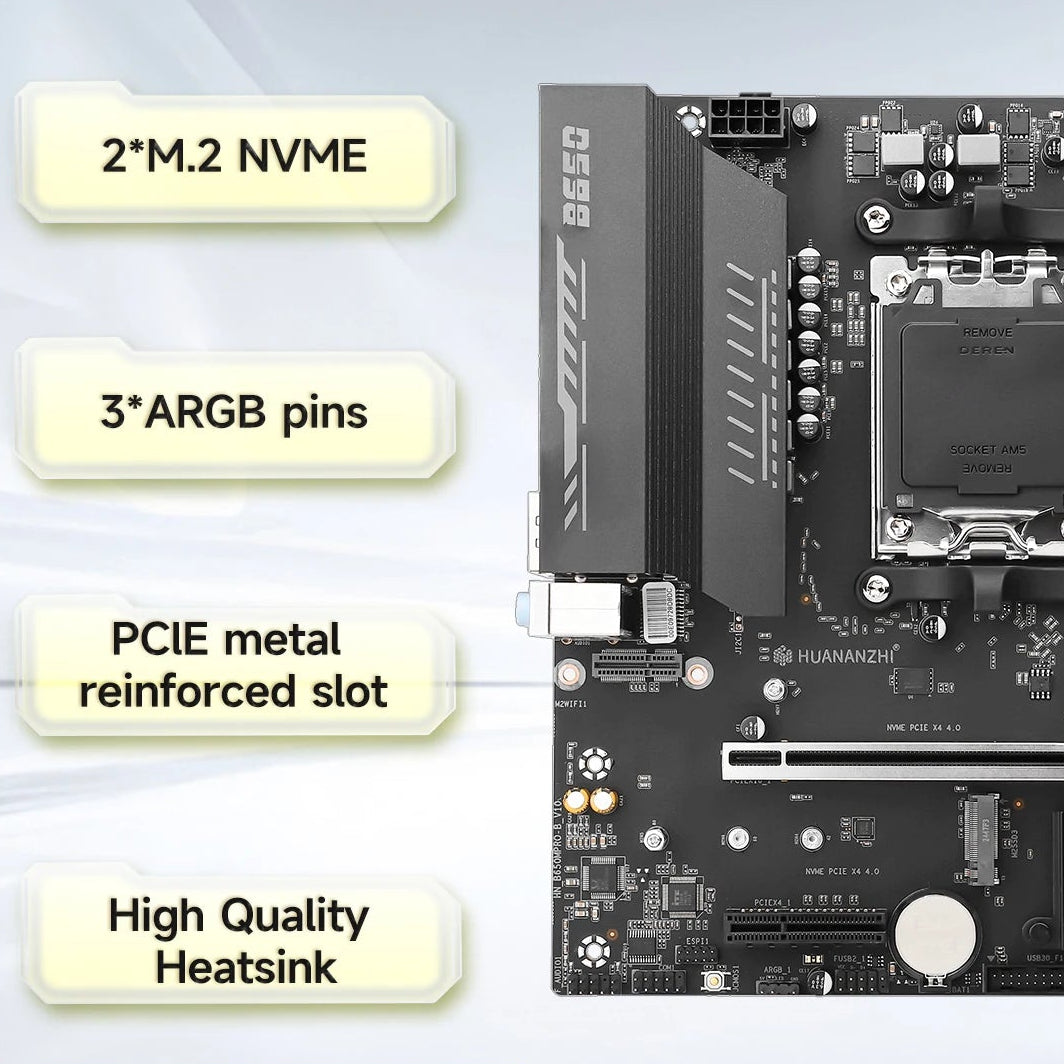 HUANANZHI B650M B PRO AMD AM5 Motherboard Support Ryzen R5 R7 7000 8000 9000 Series M.2 NVME WIFI Dual Channel DDR5 EXPO RAM - WinSupport Tech
