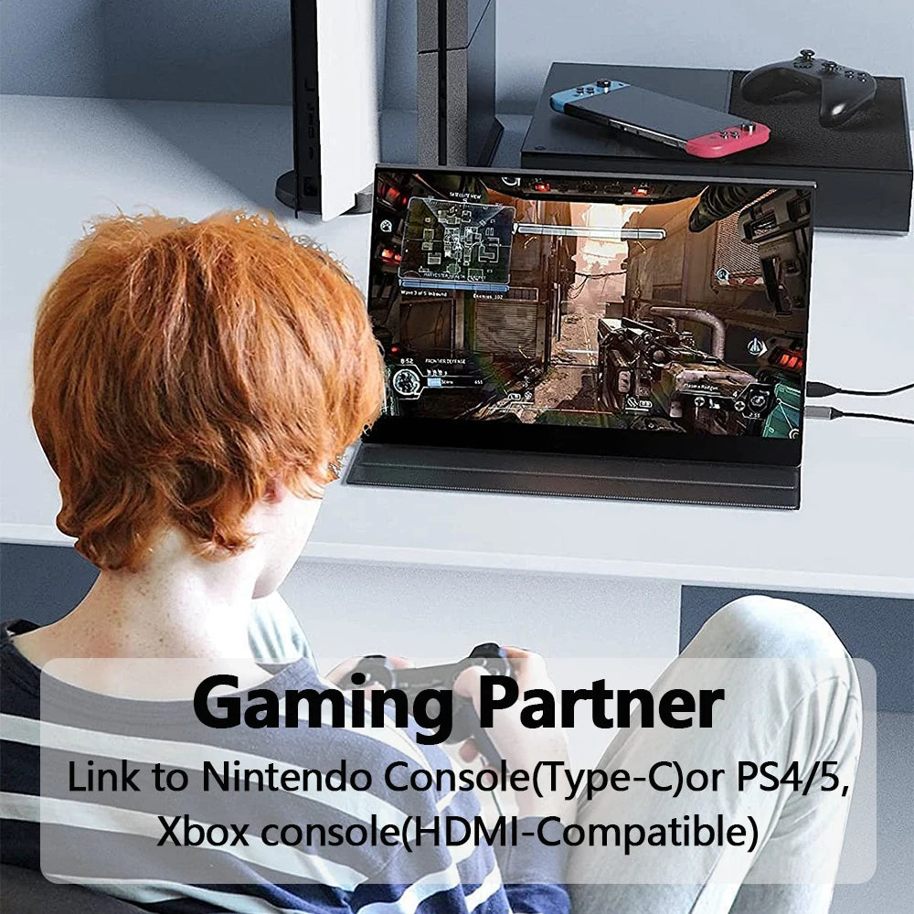 15.6 Inch 1080P Portable Monitor 16:9 Full Screen Extension for Laptop Phone Game Console