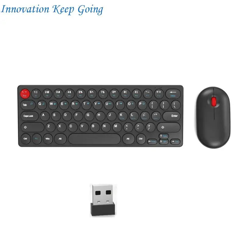 E65C Silents Clicks Mouse Wireless Keyboards Set Round Design 64Keys Portable For Desktop Notebook