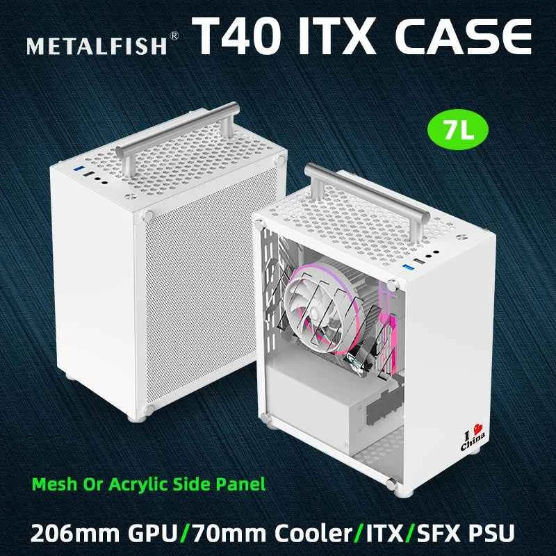 METALFISH T40 Mini ITX Case 7L Acrylic Or Mesh Side Panel and Portable Handle Support SFX PSU/206mm GPU