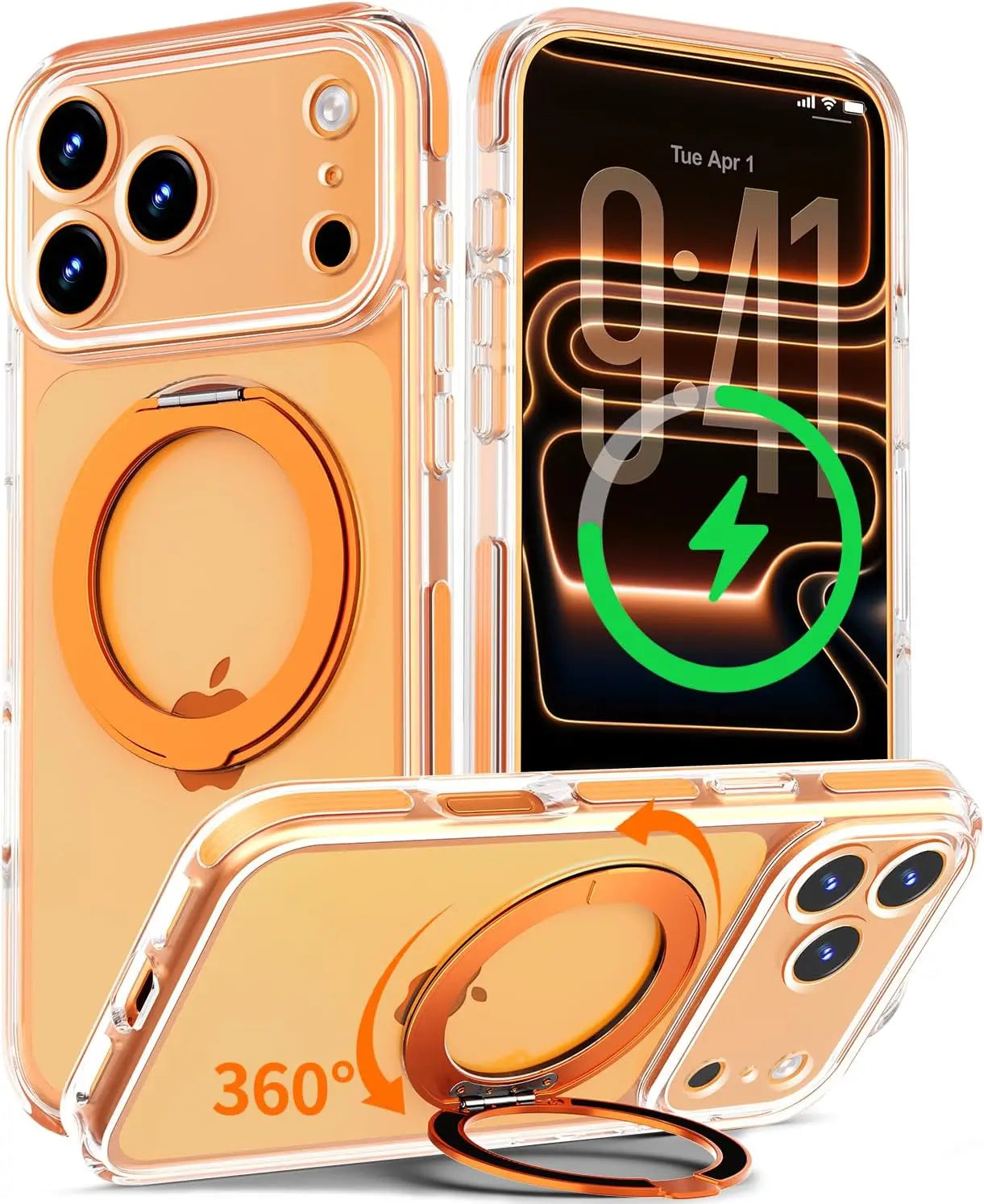 360-Degree Rotating Stand Magnetic Case Compatible with iPhone 17 Pro Max/17 Air/16 Plus/15 Pro/14 Pro Max/13/12