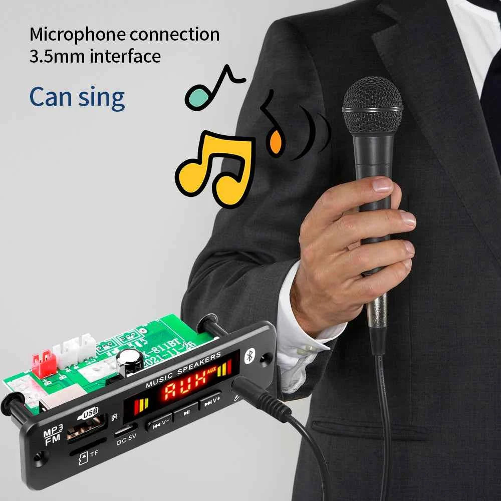 Bluetooth 5.0 MP3 Decoder Board 2*20W 40W Amplifier Audio Player 12V DIY MP3 Player Car FM Radio Module TF USB Mic Record Call