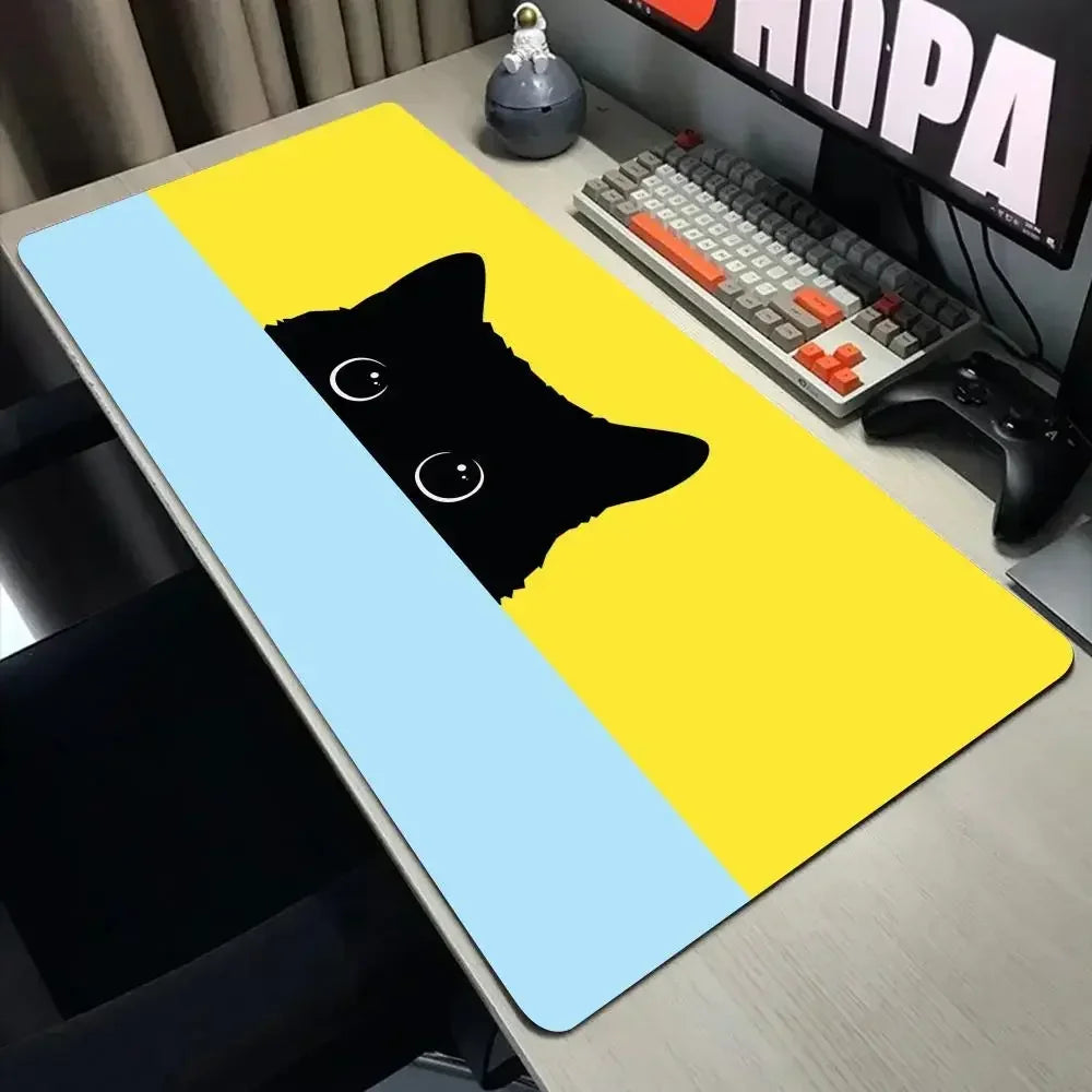 Funny black cat Mouse Pads Cute Cat Computer XXL Mausepad Company Desk Pad Large Kawaii Cushion Office Accessories Rug 300X600