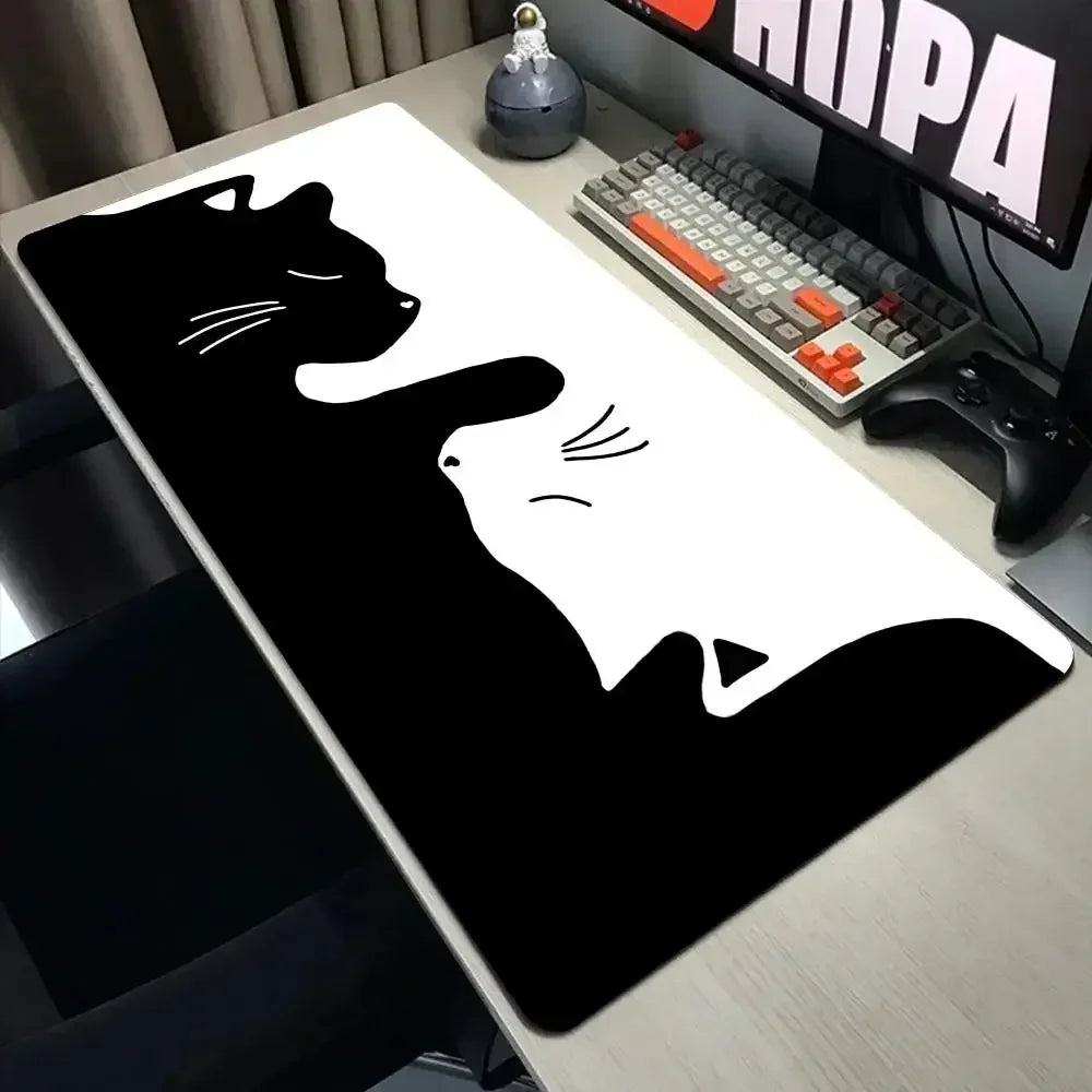 Funny black cat Mouse Pads Cute Cat Computer XXL Mausepad Company Desk Pad Large Kawaii Cushion Office Accessories Rug 300X600
