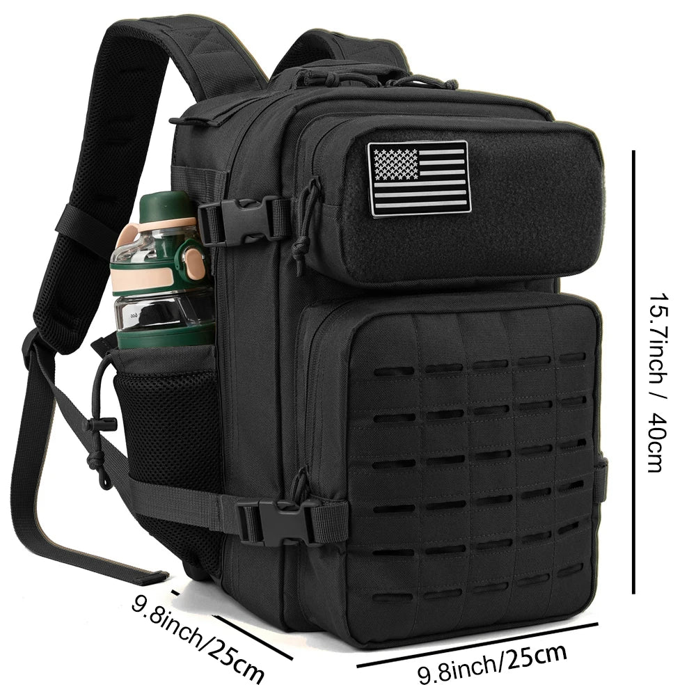 25L Tactical Backpack – MOLLE Hiking & Survival Backpack for Men & Women, Waterproof Fitness Outdoor Bag with Dual Cup Holders