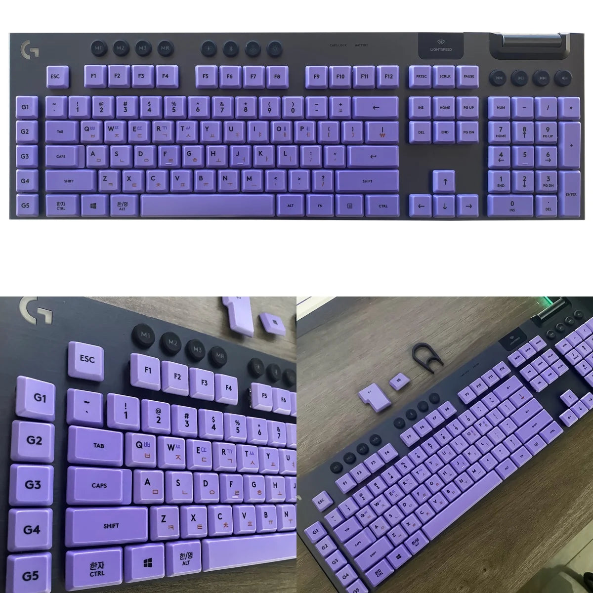 Korean Language Keycaps,PBT/PC Custom Keycap Set,Suitable for Logitech G915 G813 G815 G913 TKL RGB Mechanical Gaming Keyboard.