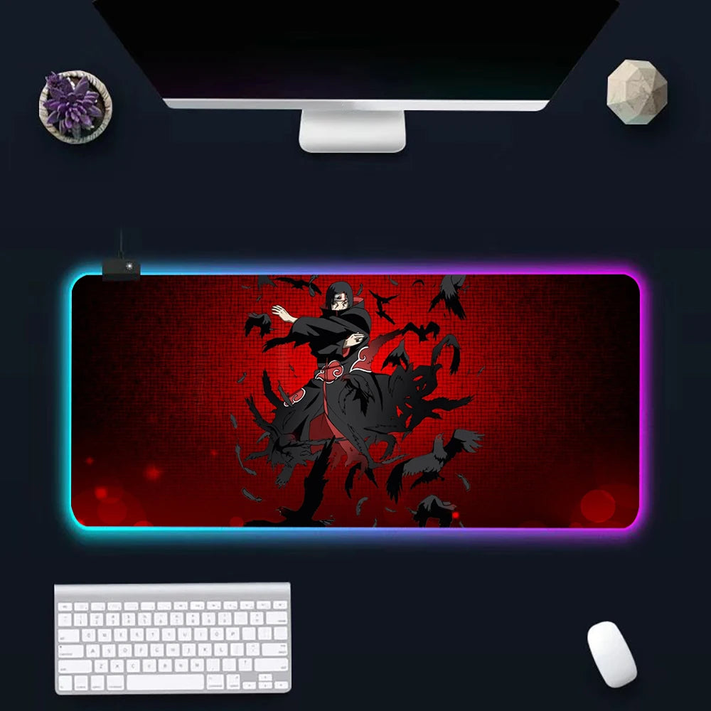 Anime N-narutos RGB Pc Gamer Keyboard Mouse Pad Mousepad LED Glowing Mouse Mats Rubber Gaming Computer Mausepad - WinSupport Tech