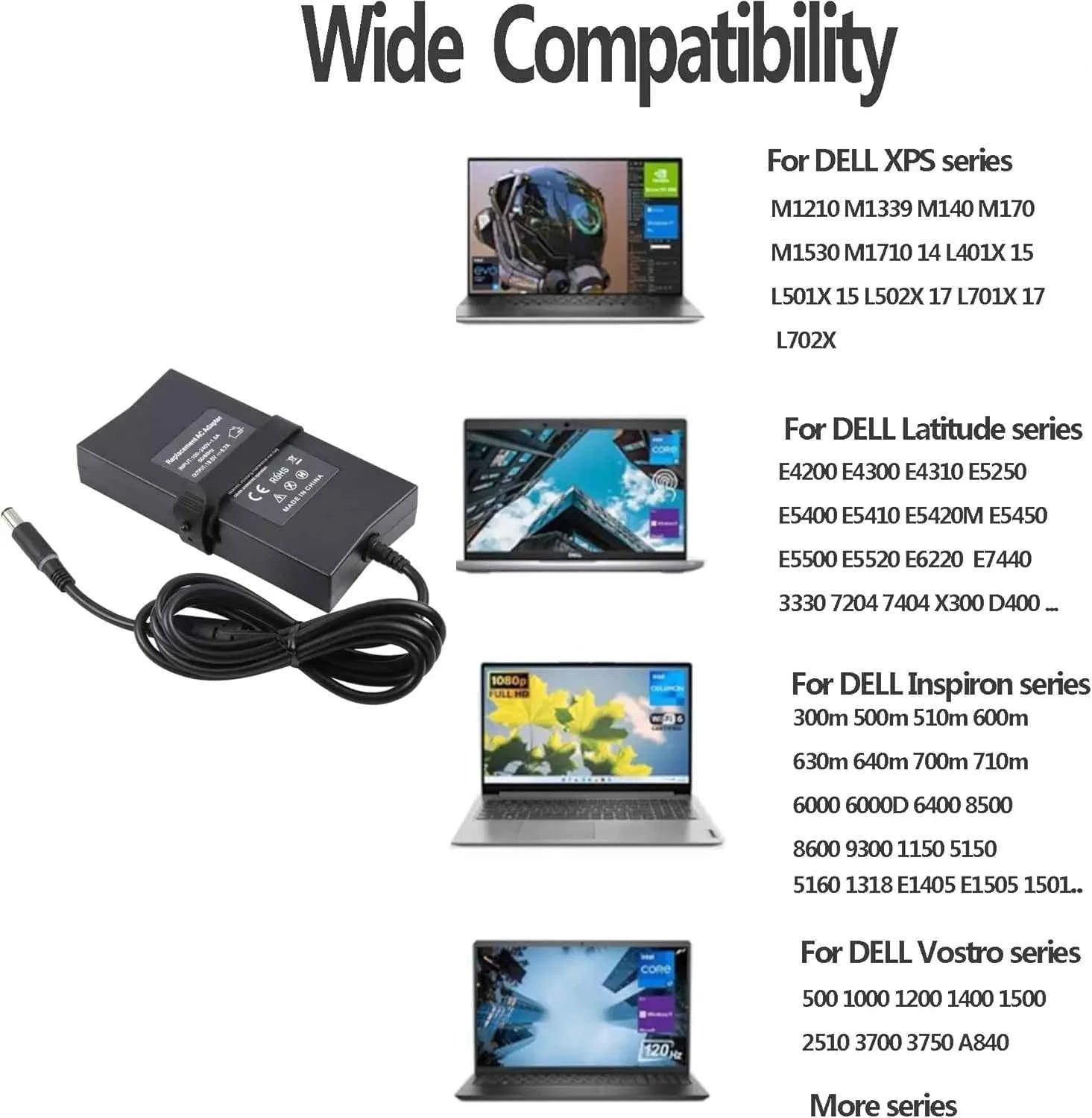 19.5V 6.7A 130W 7.4*5.0 AC Laptop Adapter Power Charger For DELL G3 G5 Inspiron 7566 7567 7557 7559 P57F LA130PM DA130PE1-00