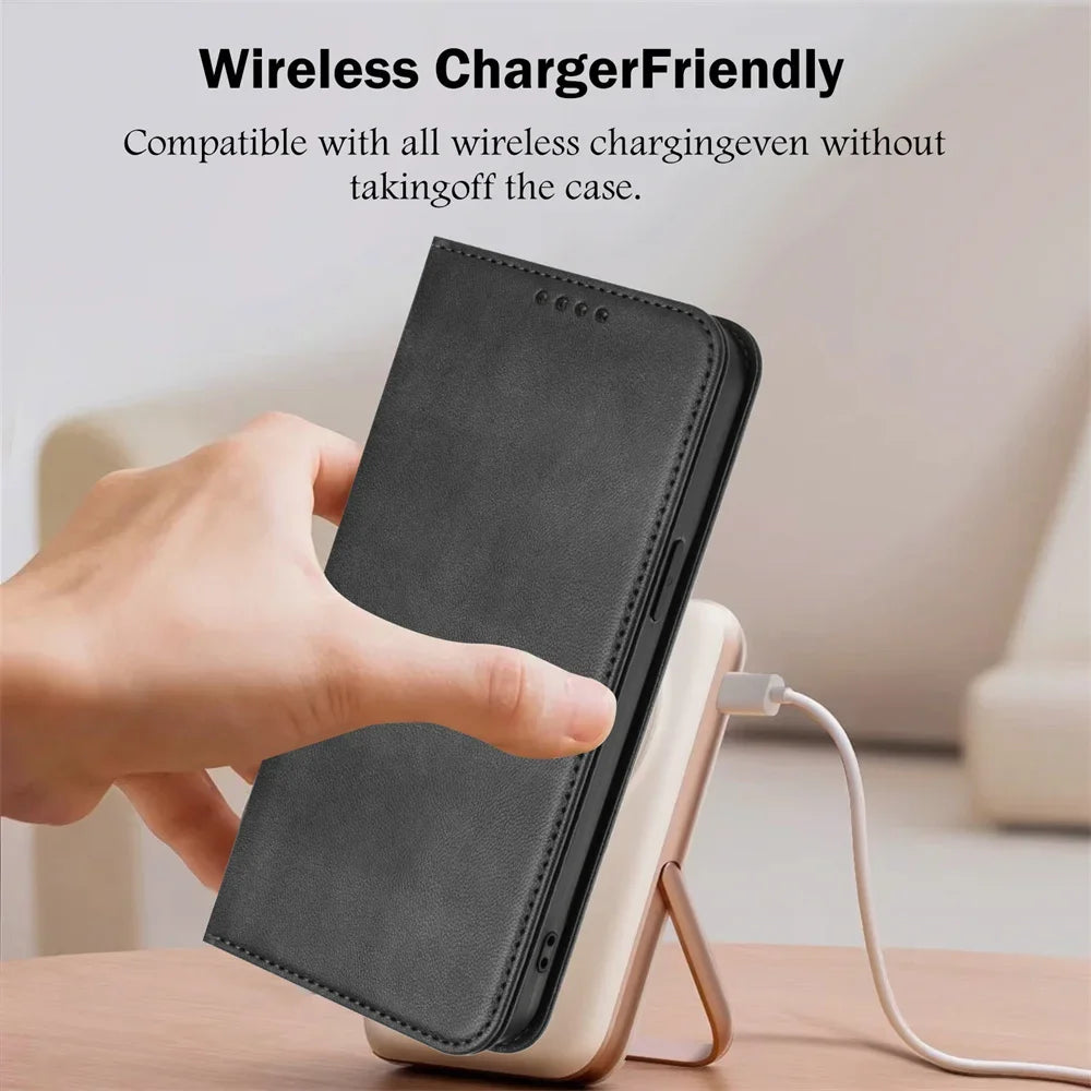 For iPhone 17 Pro Magnetic Wallet Flip Luxury Leather Case on For iPhone 17 16 15 14 13 12 11 Pro Max Plus 17 Air 16E Back Cover