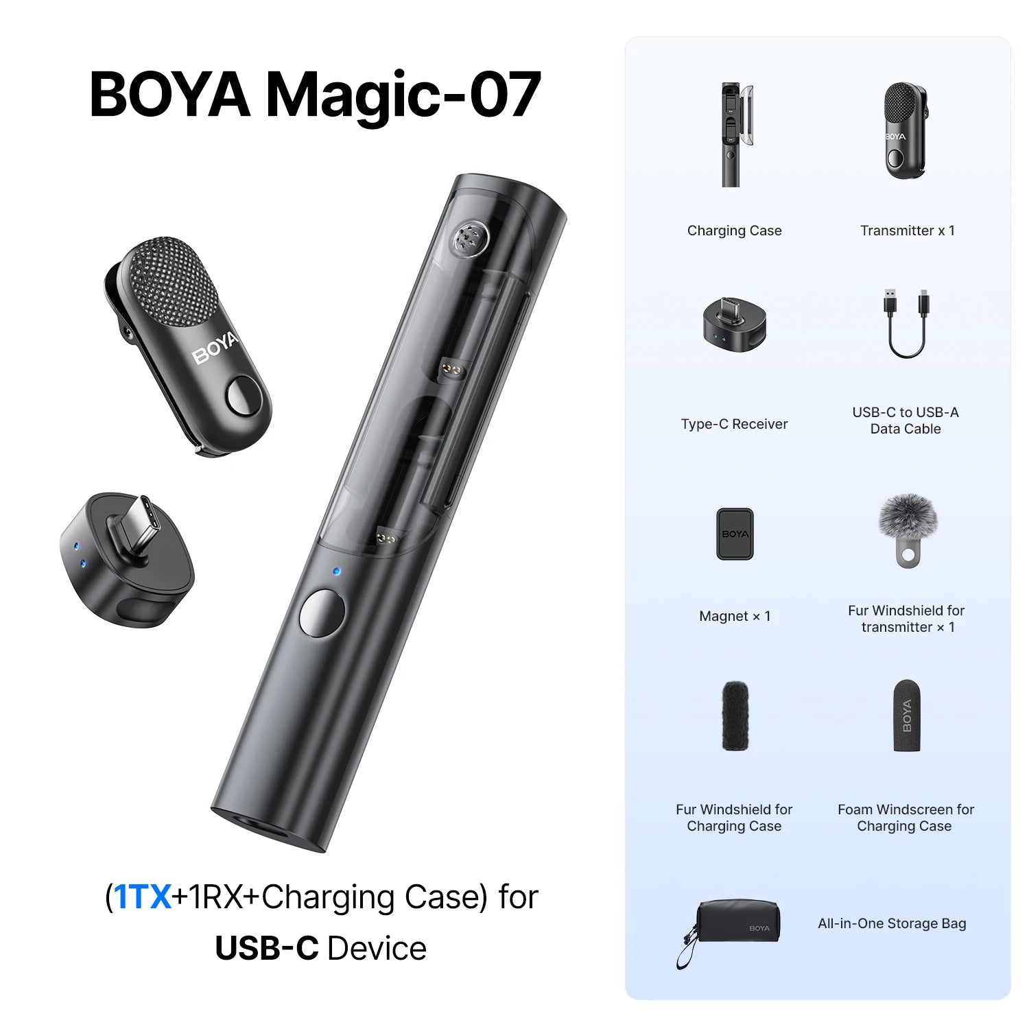 BOYA BOYA Magic Wireless Lavalier Microphone 4 Forms in 1 Mic for iPhone Android USB-C Phone Camera for Interview Live Streaming