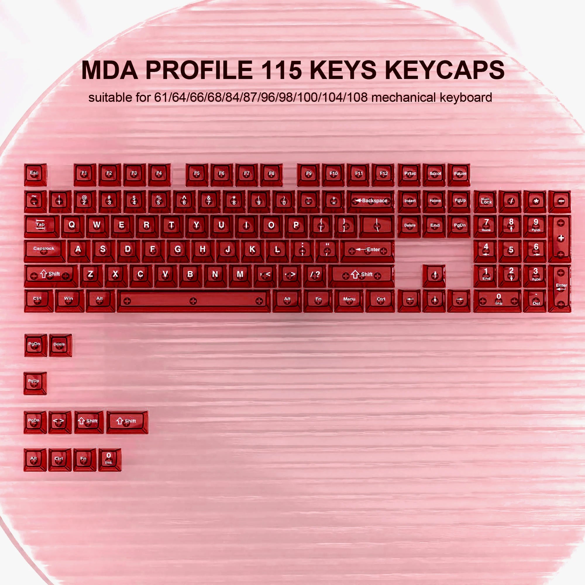 Womier 115 Keys Clear Keys Red Transparent Keycaps MDA Profile Crystal Ceramic Custom Keycaps Set