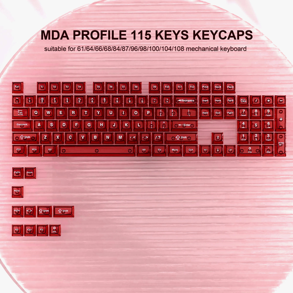 Womier 115 Keys Clear Keys Red Transparent Keycaps MDA Profile Crystal Ceramic Custom Keycaps Set