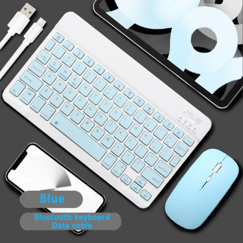 Bluetooth Keyboard and Mouse Combo Slim  Wireless for iPad Mac Android Phone Tablet Laptop Rechargeable Keyboard Battery Mouse