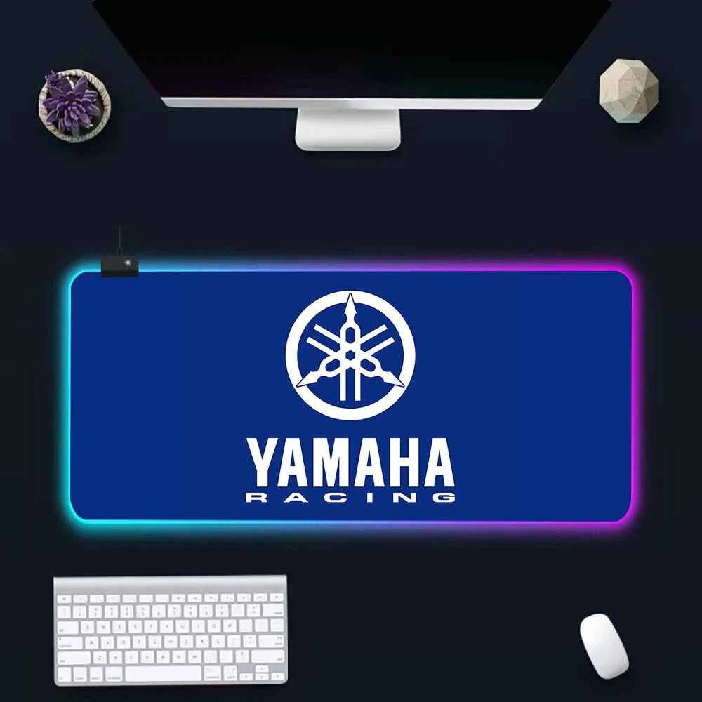 Hot motorcycle racing logo RGB Pc Gamer Keyboard Mouse Pad Mousepad LED Glowing Mouse Mats Rubber Gaming Computer Mausepad