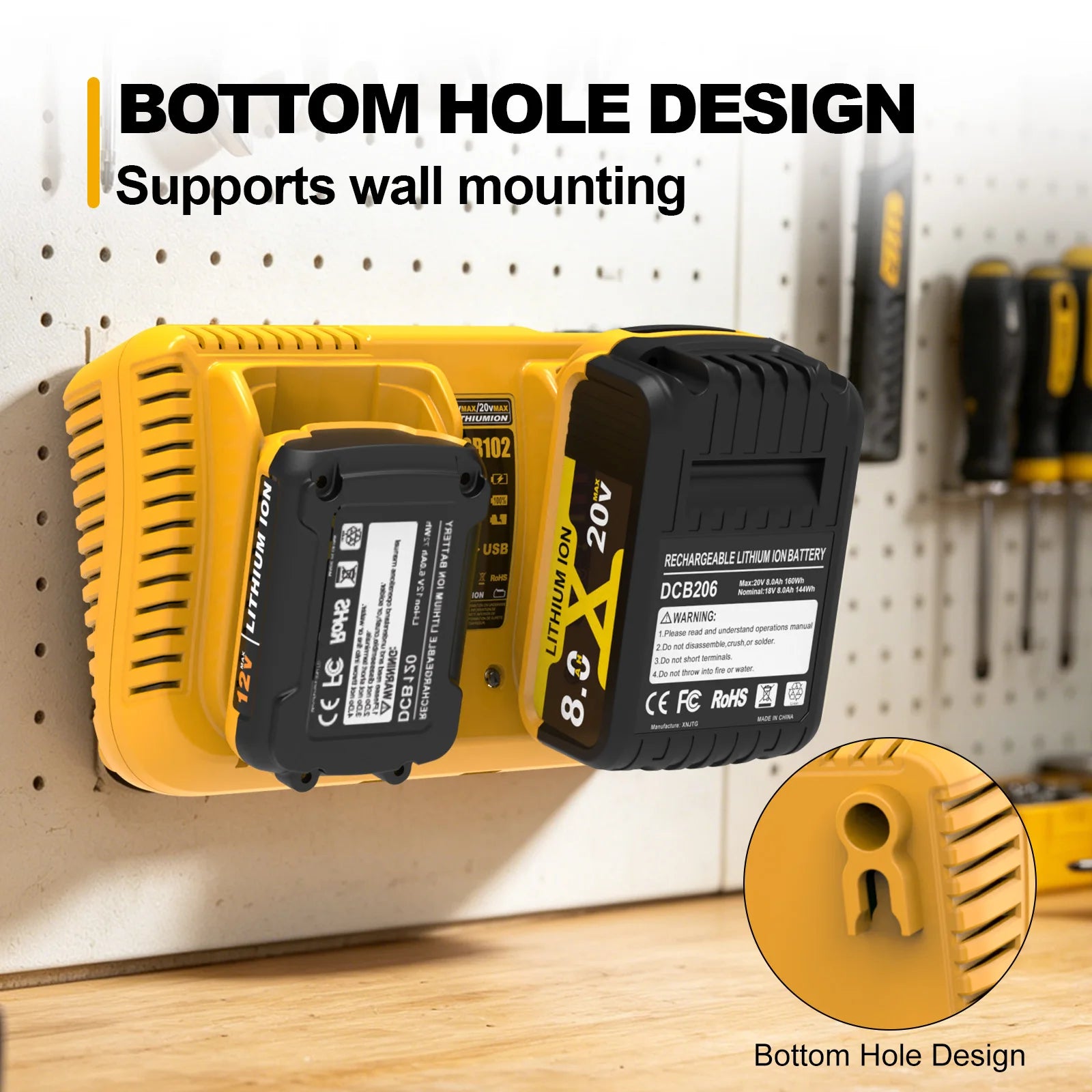 DCB102 Dual Port 3A Rapid Charger For Dewalt 12V 20V Li-ion Battery USB Charger with LED DCB205 DCB115 DCB107 DCB112