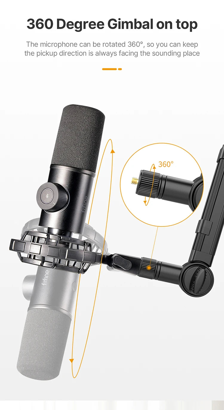 Vijim LS24/LS25 Microphone Boom Arm Stand – Heavy Duty Adjustable Desk Mount for Blue Yeti, DSLR Camera, Smartphone & Streaming Setup